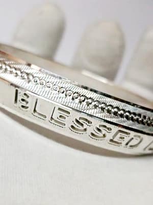 Silver Men's Bangle Jewelry Engraved with BLESSED IS THE ONE WHO TRUST