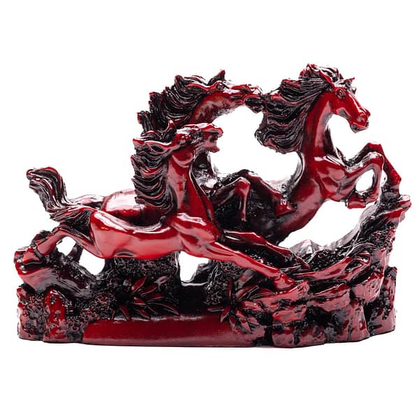 Feng Shui Three Running Red Horses Figurine Statue Showpiece for Victory, Positive Energy, Good Luck